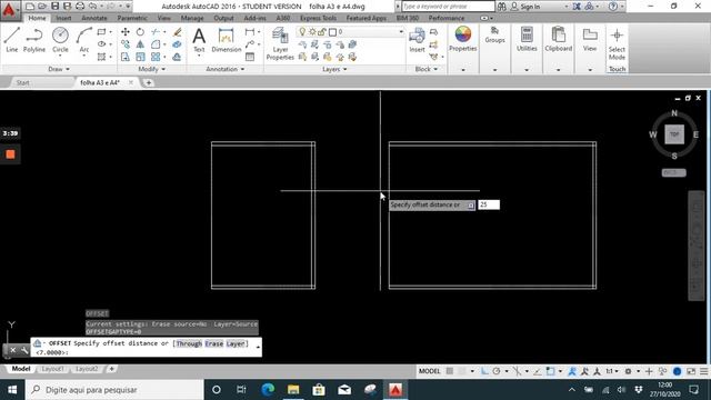 Desenho de Folha A4 e A3 no AutoCAD смотреть онлайн
