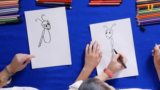UTV. РИСУЕМ ВМЕСТЕ. Рисуем кузнечика Кузю из мультфильма "Лунтик" смотреть онлайн