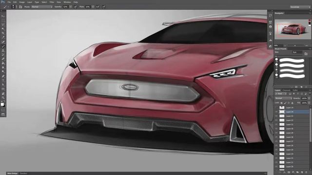 Ford Cougar Sketch Render Timelapse смотреть онлайн