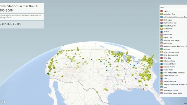 Power Map Preview for Excel 2013 - US Power Stations смотреть онлайн