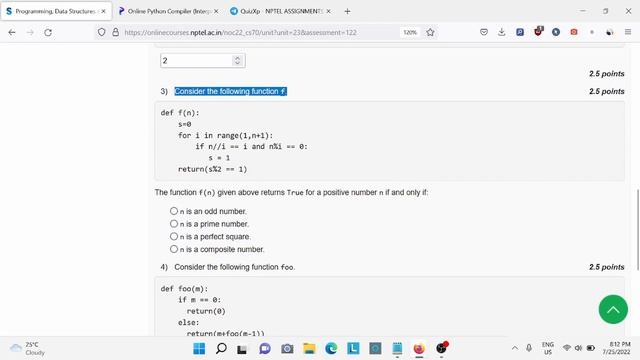 NPTEL Programming Data Structures And Algorithms Using Python ASSIGNMENT 1 ANSWERS | 2022 смотреть онлайн