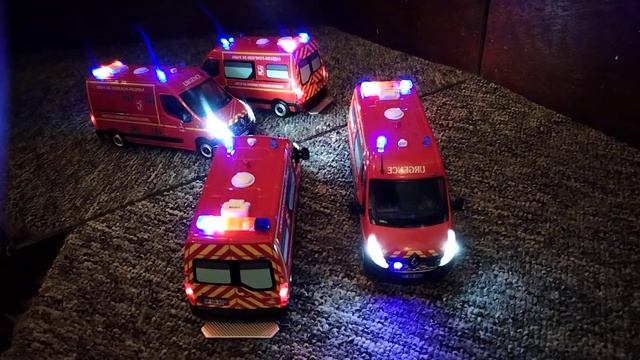 camion pompier Renault master vsav BSPP équipé de LEDs pour imitation phares et gyrophare 1/43 смотреть онлайн