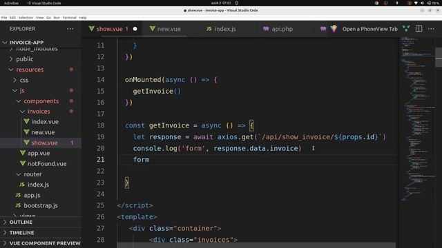 Laravel 10 and Vuejs 3 - Simple Invoice Application - Show & Print Invoice. смотреть онлайн