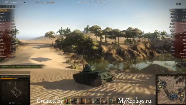 WOT - Песчаная река - китайский Type T-34 смотреть онлайн