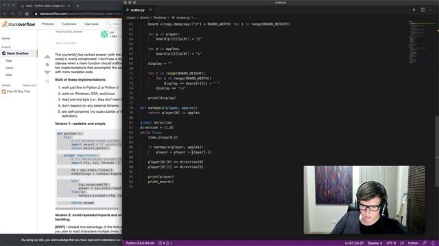 Command Line Snake Using Python Tutorial смотреть онлайн