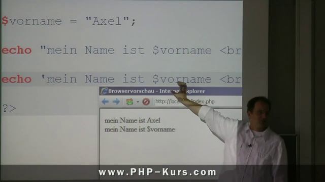 PHP-Tutorial: Lösung einfache versus doppelte Anführungszeichen http://www.PHP-Kurs.com смотреть онлайн