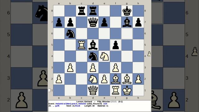 Lorson, Gerhard vs Filip, Miroslav | Helsinki Chess Olympiad 1952, Finland смотреть онлайн