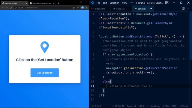 Get User Location Using Javascript | HTML, CSS & Javascript смотреть онлайн