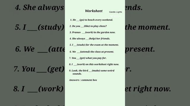 Worksheet - Tense || Simple Present/ Present Continuous Tenses || V(239) смотреть онлайн