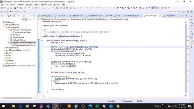 How to define variables in Java смотреть онлайн