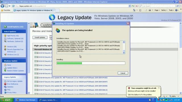Installing ALL updates on Windows XP RTM with Legacy Update смотреть онлайн