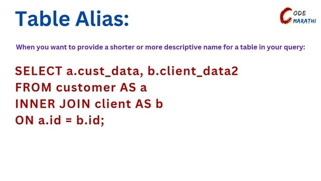 Alias in SQL | SQL Tutorial For Beginners in Marathi #61 #sql смотреть онлайн