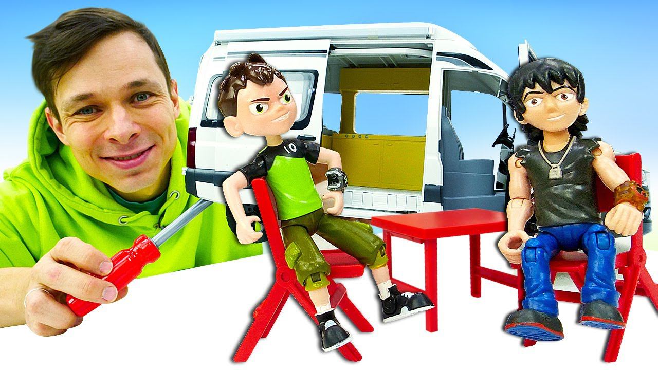 Новая машина для Бен 10 и Кевина - Фёдор чинит игрушки! - Видео игры машинки и супергерои Бен Тен смотреть онлайн