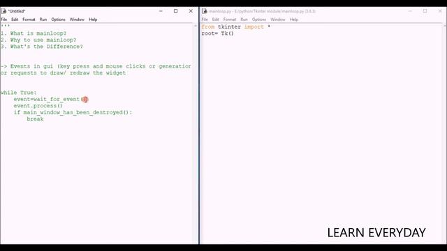 Why is mainloop used in tkinter | Concept of mainloop in tkinter (python)? || Learn Everyday смотреть онлайн