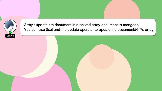 Array : update nth document in a nested array document in mongodb смотреть онлайн