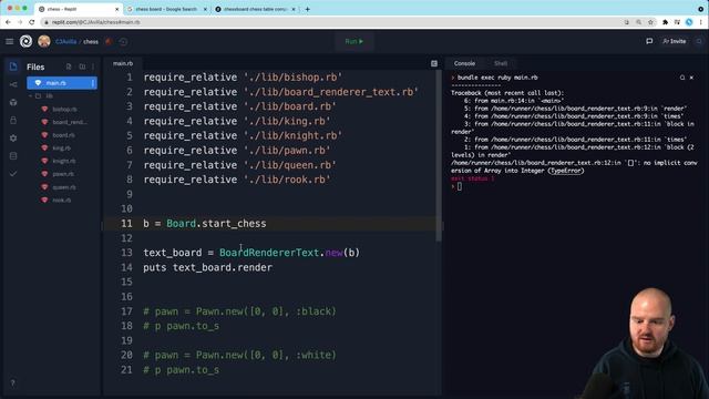 Render the board - Implementing Chess with Ruby for beginners смотреть онлайн