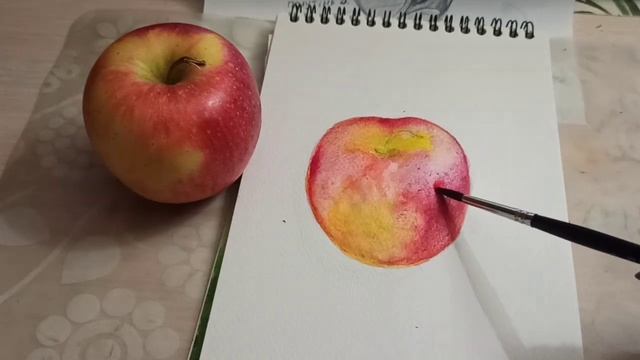 Рисунок яблоко акварелью. Як намалювати яблуко. drawing apple смотреть онлайн