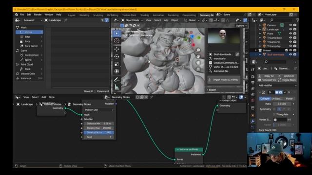 How to make a Pile of Skulls in Blender | Geometry Nodes Tutorial смотреть онлайн