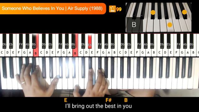 How to Play Someone Who Believes in You (Air Supply) on Piano or Keyboard chords & lyrics Tutorial смотреть онлайн