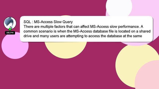 SQL : MS-Access Slow Query смотреть онлайн