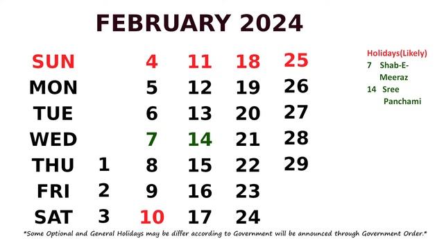 February Calendar  2024