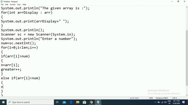 Count All Small, Greater and Equal Numbers than a User Input Number of an Array in Java смотреть онлайн