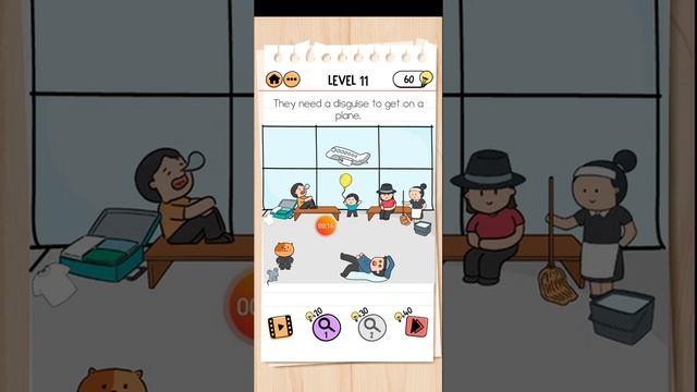 Brain Test 2 Tom's Adventure Level 11 They need a disguise to get on a plane смотреть онлайн