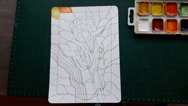 Рисуем гвоздики "Цветы победы" в технике акварельный витраж смотреть онлайн