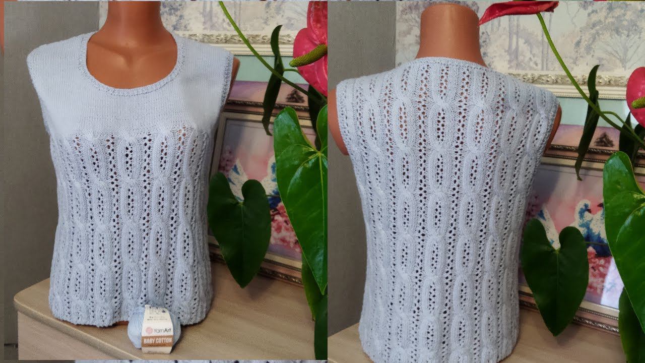 КЛАССНАЯ МАЙКА СПИЦАМИ.ПОДРОБНЫЙ МК смотреть онлайн