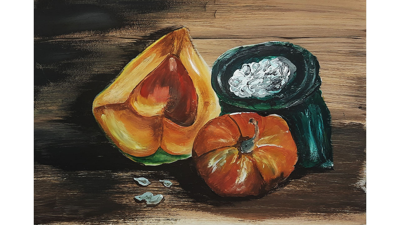 Как нарисовать тыкву. Как нарисовать натюрморт поэтапно. Как нарисовать картину гуашью. смотреть онлайн