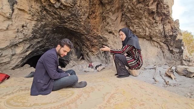 Brave Nomadic Woman In The Mountains ?Stranger Man In The Cave