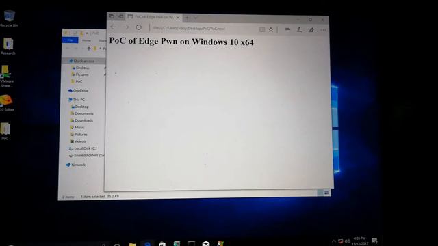 PoC of Edge Pwn on Windows 10 x64 смотреть онлайн