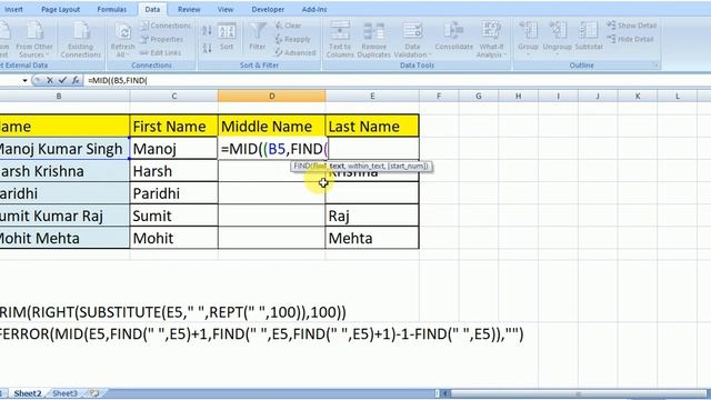 How To Split Name In Excel, EXCE, TRIM, TRIM, RIGHT, SUBSTITUTE, RIGHT,FIND,MID,IFERROR, смотреть онлайн