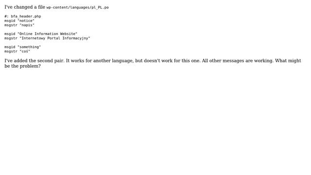Wordpress: One of the messages in .po file doesn't show up смотреть онлайн
