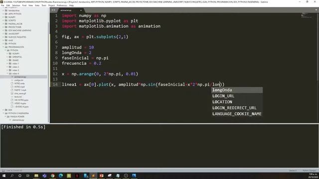 PYTHON: SIMULACIÓN DE UNA ONDA SINUSOIDAL EN FUNCIÓN DEL TIEMPO USANDO MATPLOTLIB. (ANIMACIÓN) смотреть онлайн