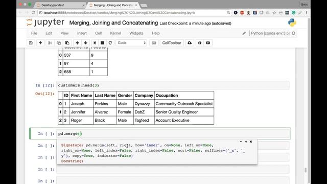 12 Merging, Joining, and Concatenating The pd merge Method смотреть онлайн