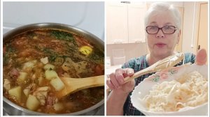 Моя солянка-(упрощённый вариант ) // Квашеную капусту вынесла на холод .