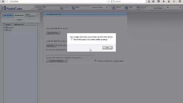Saving the configuration file for a Mediant or MediaPack смотреть онлайн
