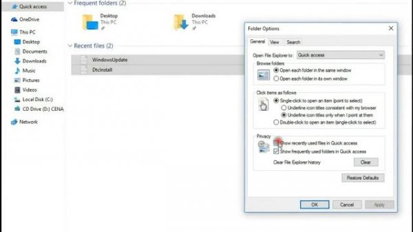 How to clear history File Explorer Windows 10