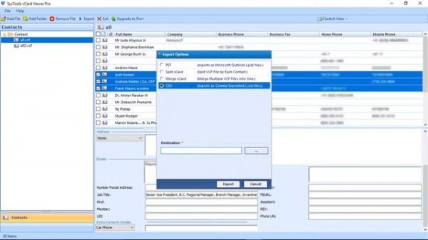 SysTools vCard Viewer Pro [Official] - Split, Merge and Convert VCF File to PST and CSV Formats