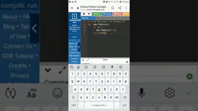 Python Program To Convert Decimal to Binary Using Recursion смотреть онлайн