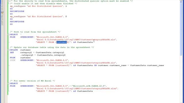 Using OPENROWSET to UPDATE data смотреть онлайн