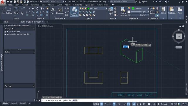 AutoCAD Orthographic Isometric Part 20- Tutorial #3 смотреть онлайн