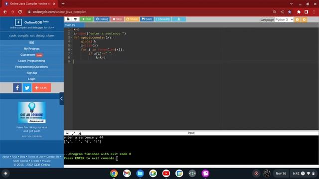 how to count spaces in a sentence python смотреть онлайн