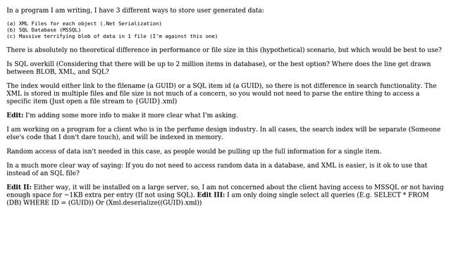 Software Engineering: How to choose data storage method for user generated data? смотреть онлайн