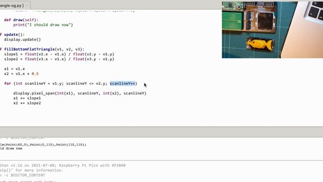 Flat Bottom Filled Triangles on the PiPico with MicroPython смотреть онлайн