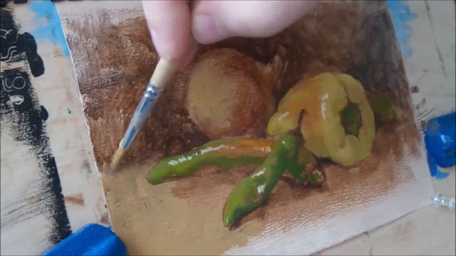 Still Life. Натюрморт с перцем. Oil painting. Живопись масло. смотреть онлайн