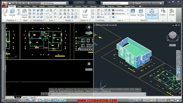 AutoCAD 3D Bina Modelleme (katları Ekleme)