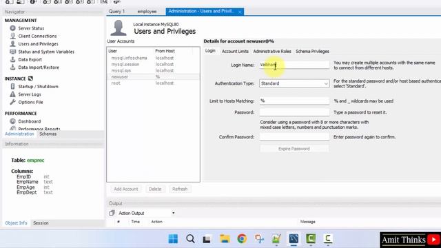 How to Create a new user on MySQL Workbench | AmitThinks смотреть онлайн