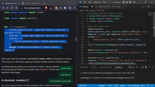 django 4 Beginners - Documentation getting started --p3-- Views and Templates смотреть онлайн